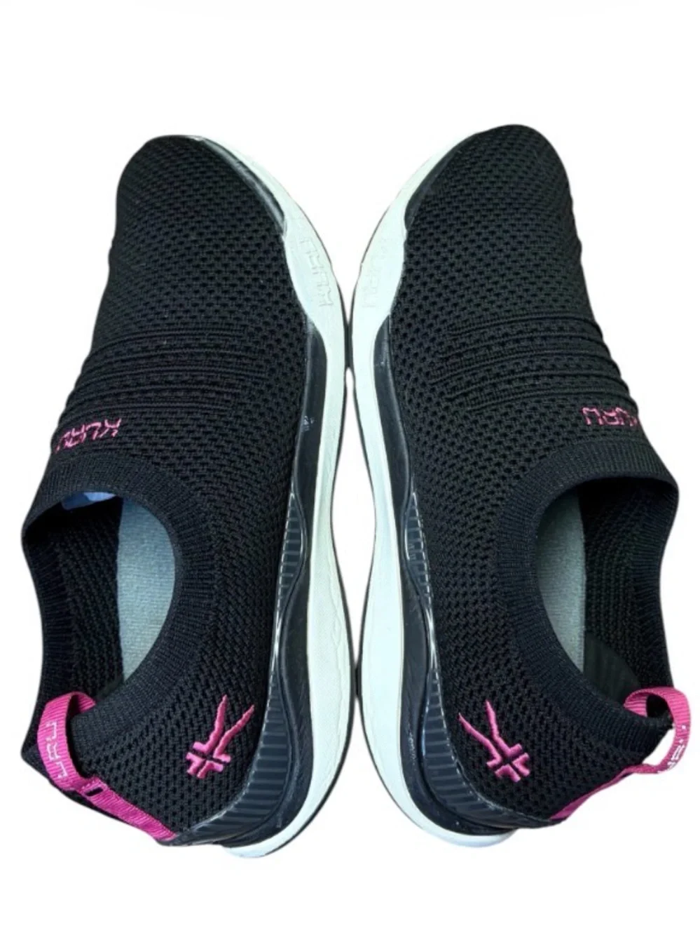 Kuru Stride Slip On Sneaker Shoes Black Pink Knit Women 10 Orthotic Comfort Walk